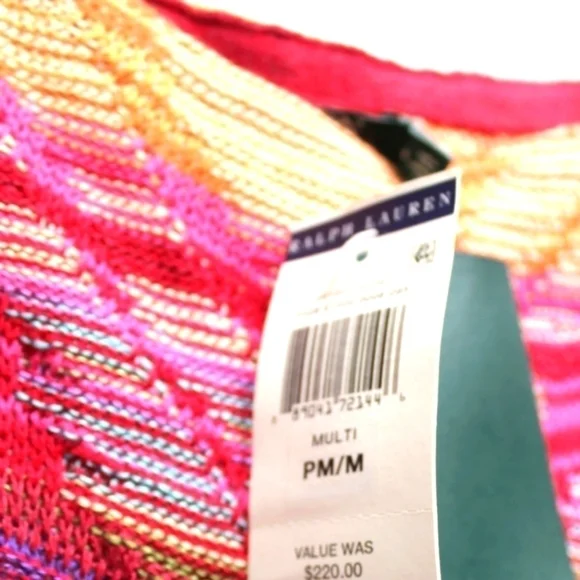 Ralph Lauren Bright Multicolor Knit Sleeveless Shift Dress Size Mp - Picture 4 of 4